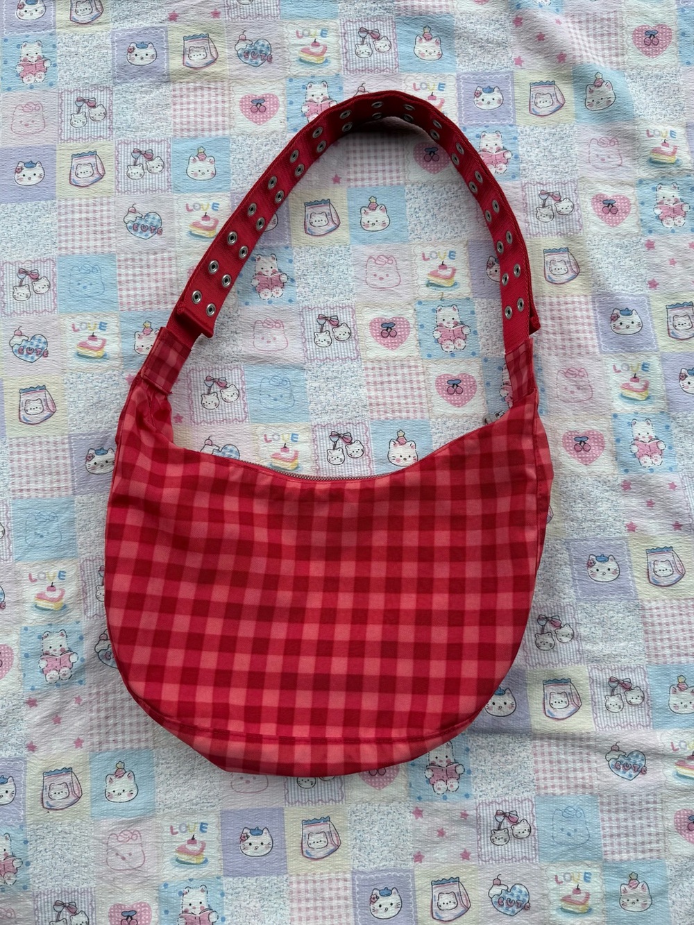 BAGGU x Molly Goddard Ted Gingham Popper Medium Crescent Bag